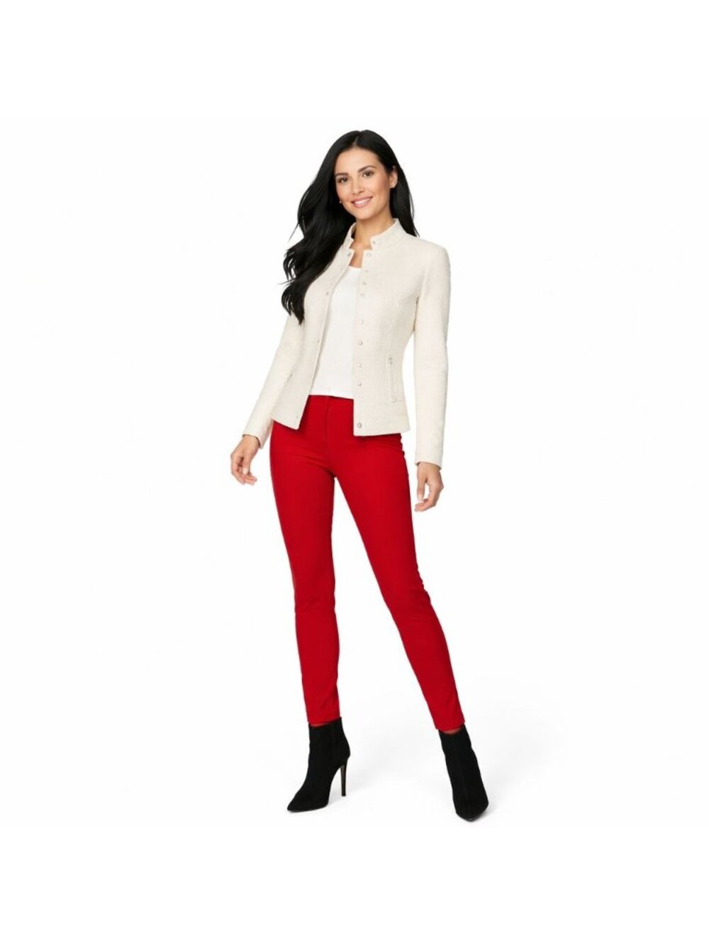 Banana Republic Size 0 Ivory Textured Cotton Blend Jacket Zipper Button Snaps